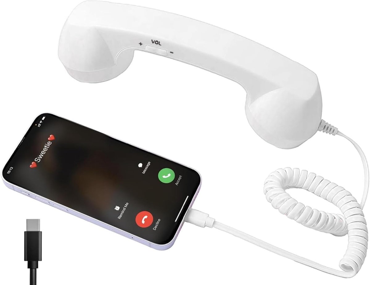 USB C Retro Telephone Handset with Microphone Volume Control, Wired Vintage Phone Receiver, Old Fashioned - ShopVlot