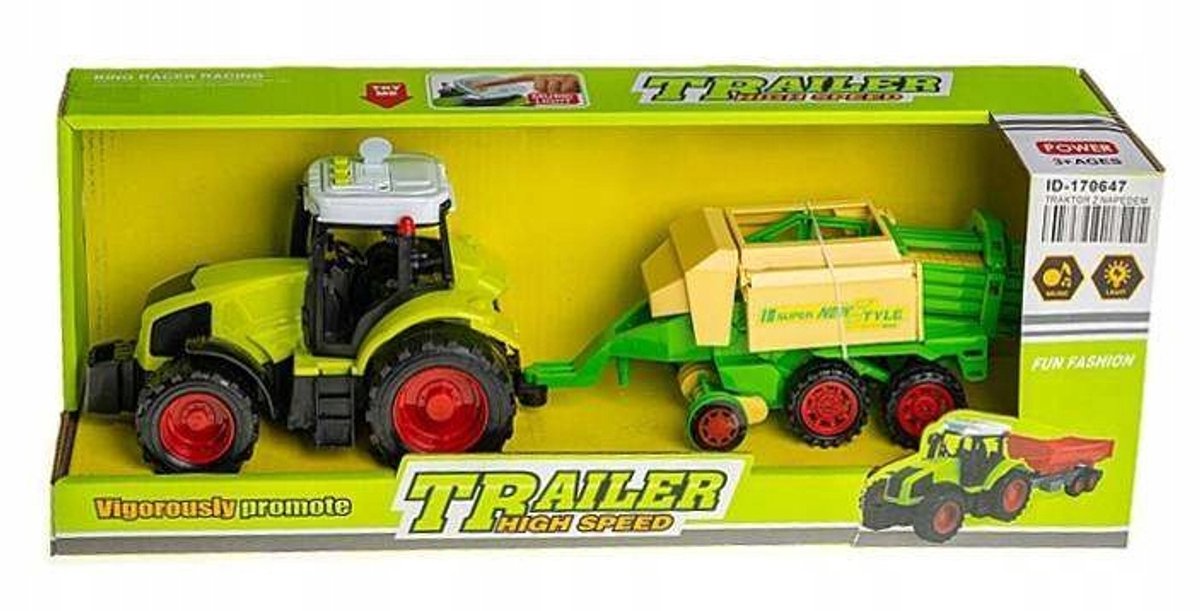 Merkloos Speelgoed Tractor met Landbouwmachine - Licht & Geluid