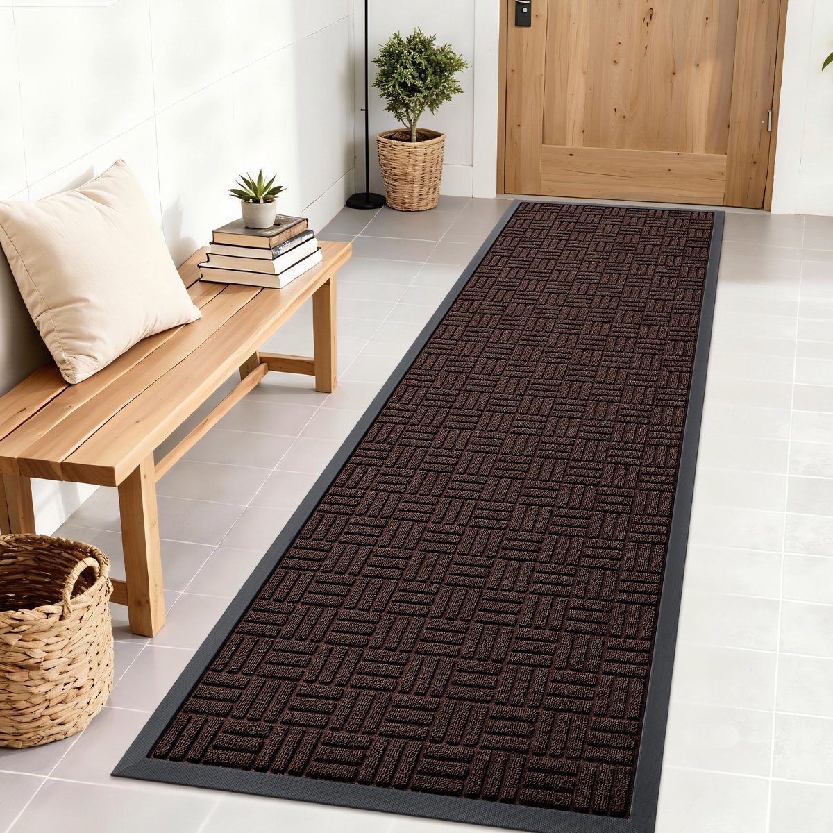 Olanly Deurmat - Antislip Deurmat - schoonloopmat - Buitenmat - 58x180cm - Bruin