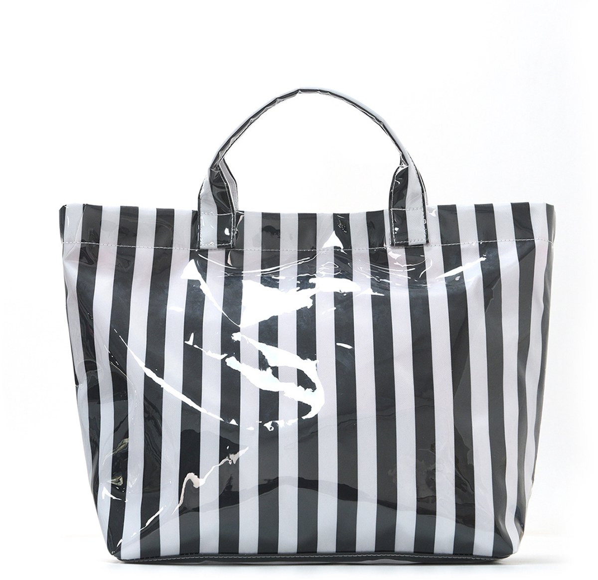 Gestreepte totebag – Waterbestendige tas – Schoudertas voor dames – Ruime tas voor woon-werkverkeer – Geschikt voor reizen, werk, winkelen en vakantie – Zwart&wit