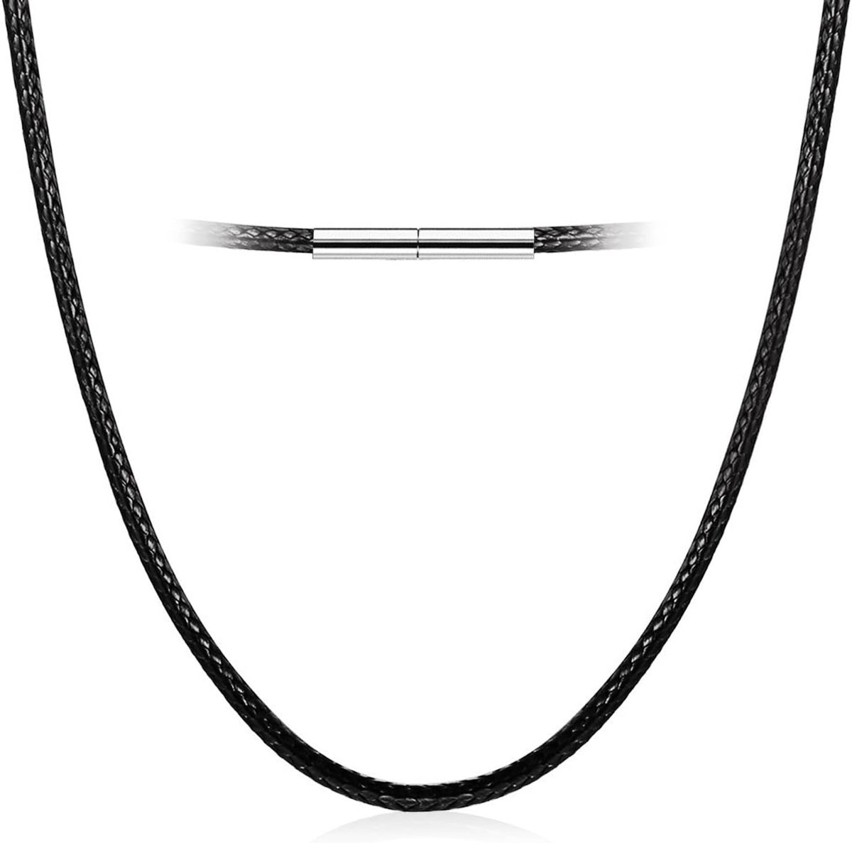 1.5/2/3 mm faux leather necklace/bracelet black braided leather chain leather strap, black faux leather necklace - ShopVlot