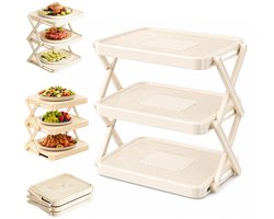 DeBizz Bordenorganizer, 3 etages, keukenorganizer, wiebelvrij bordenrek, afdruiprek, ruimtebesparend afdruiprek voor - ShopVlot