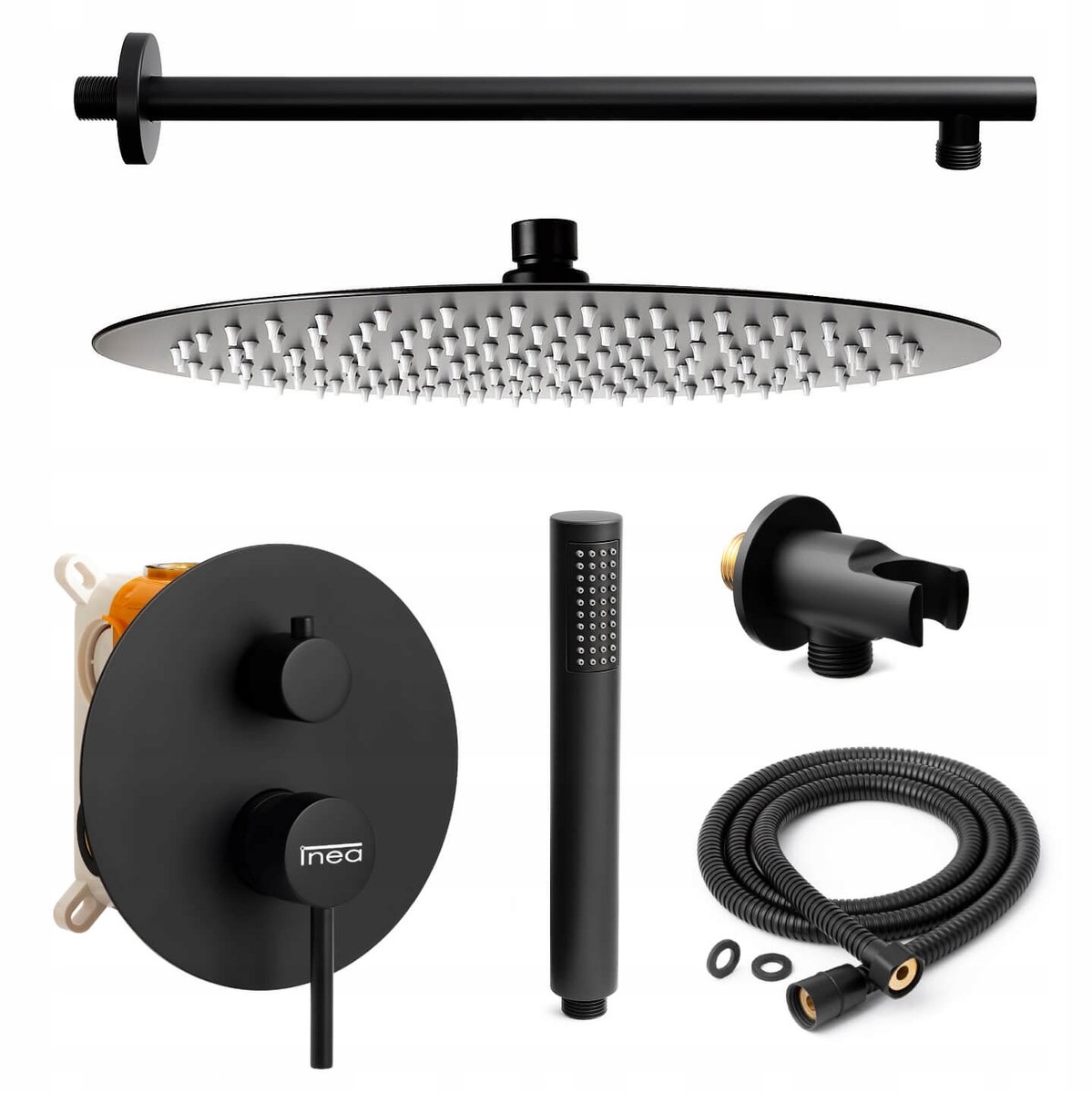 Inbouw Doucheset Zwart Mat met Grote 30cm Regendouche