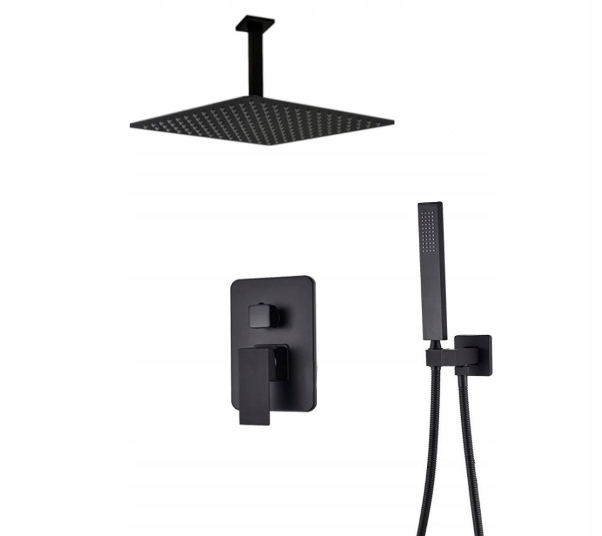 Zwart Mat Inbouw Doucheset met 40cm Regendouche en Handdouche