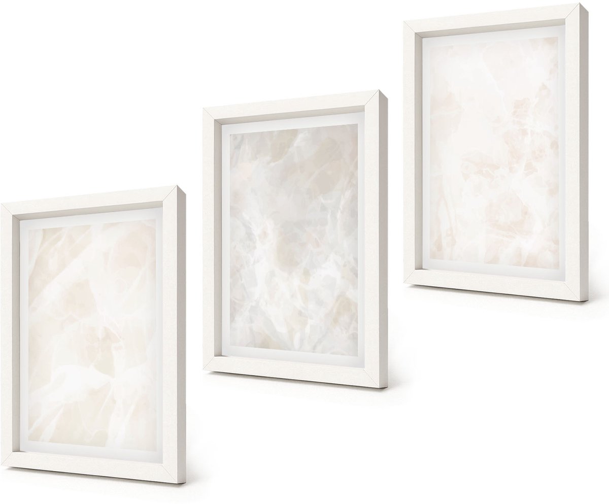 Coloray 3-Delige Schilderij Set - Elegante marmersteen achtergrondtextuur - 20x30 - Wanddecoratie - Schilderijen Set - Kantoor - Interieur Decoratie