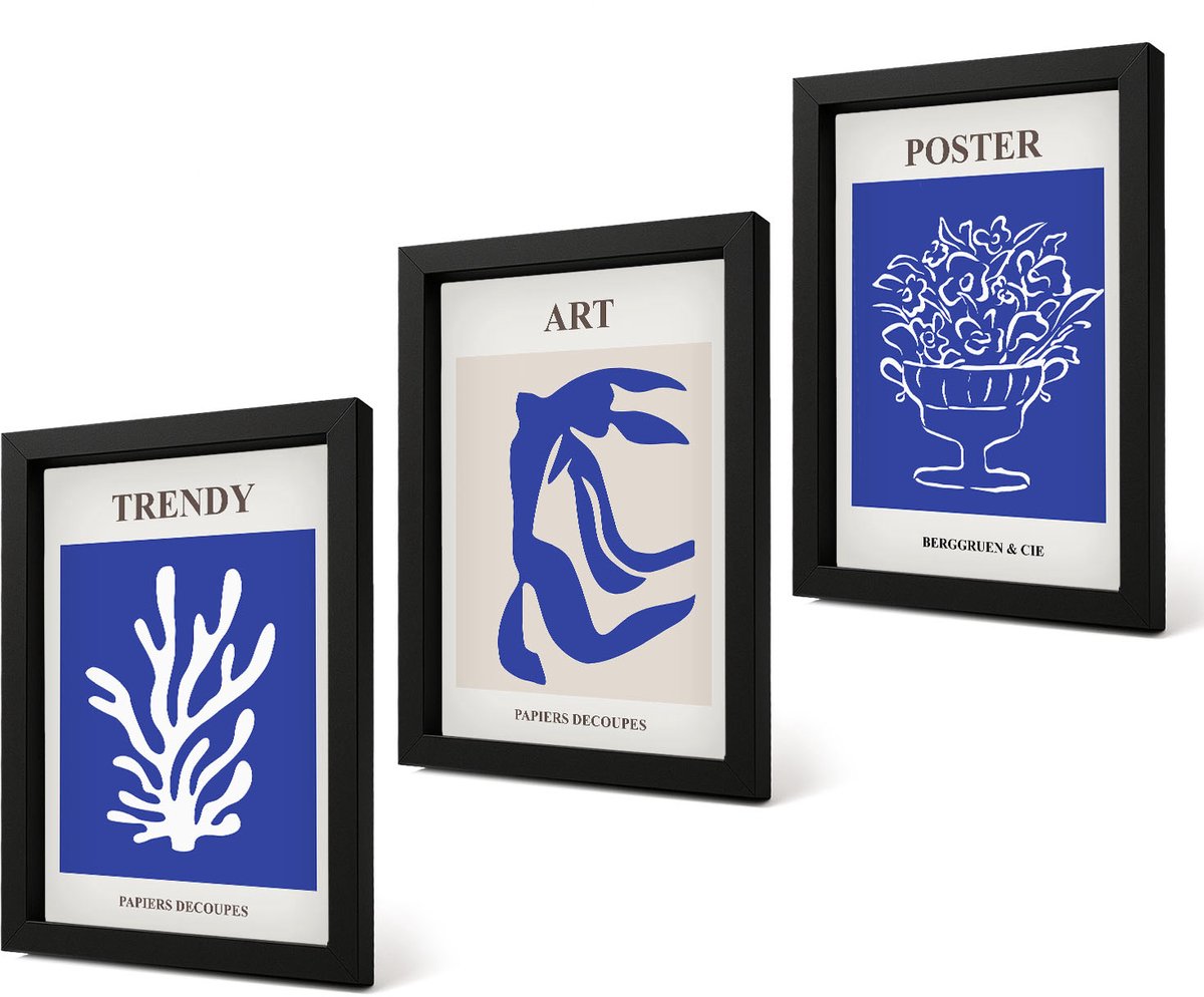 Coloray 4-Delige Schilderij Set - Abstracte kunstposters van Henri Matisse - 20 x 30 cm - Schilderijen Set - Wanddecoratie - Woonkamer - Interieur Decoratie