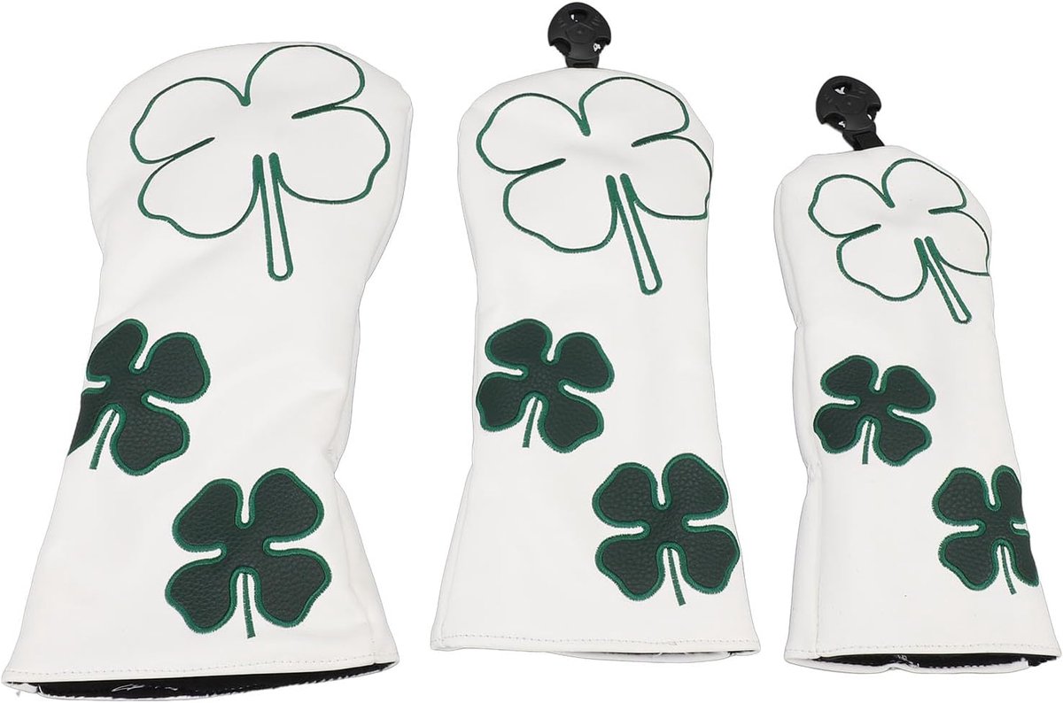 3-pc Club Headcover, PU Leather Plush Driver Headcover Waterproof Protective Headcovers for Forest - ShopVlot