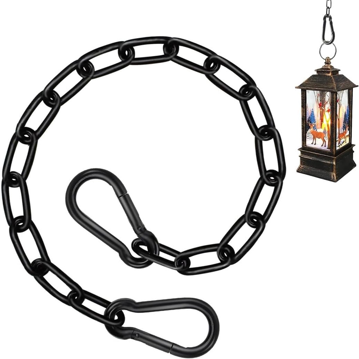 1 ketting van zwart roestvrij staal, 1 m x 3 mm, met karabijnhaak, voor poort en hek - ShopVlot
