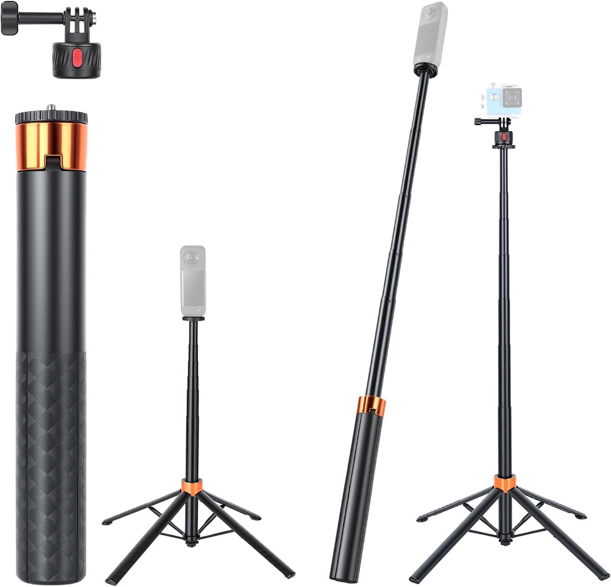 UTEBIT 150 cm selfie tripod, 4 legs camera holder - ShopVlot