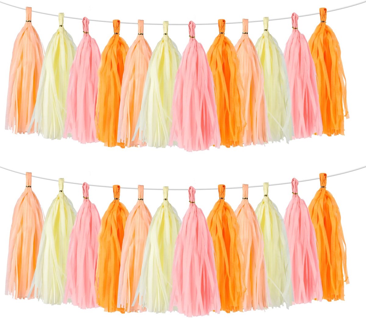 40 stuks kwastenslingers van zijdepapier, papieren kwastenslinger in oranje, roze, abrikoos, crème, hangdecoratie - ShopVlot