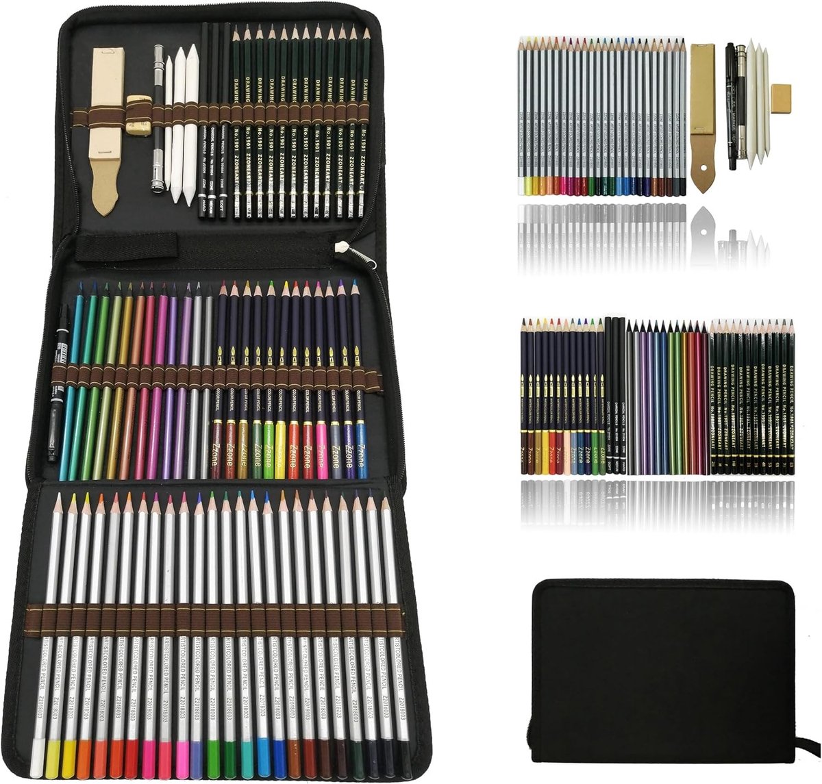 Kunstset - Multicolor - 73-delige Set met Aquarel en Kleurpotloden - Voor Beginners en Professionals