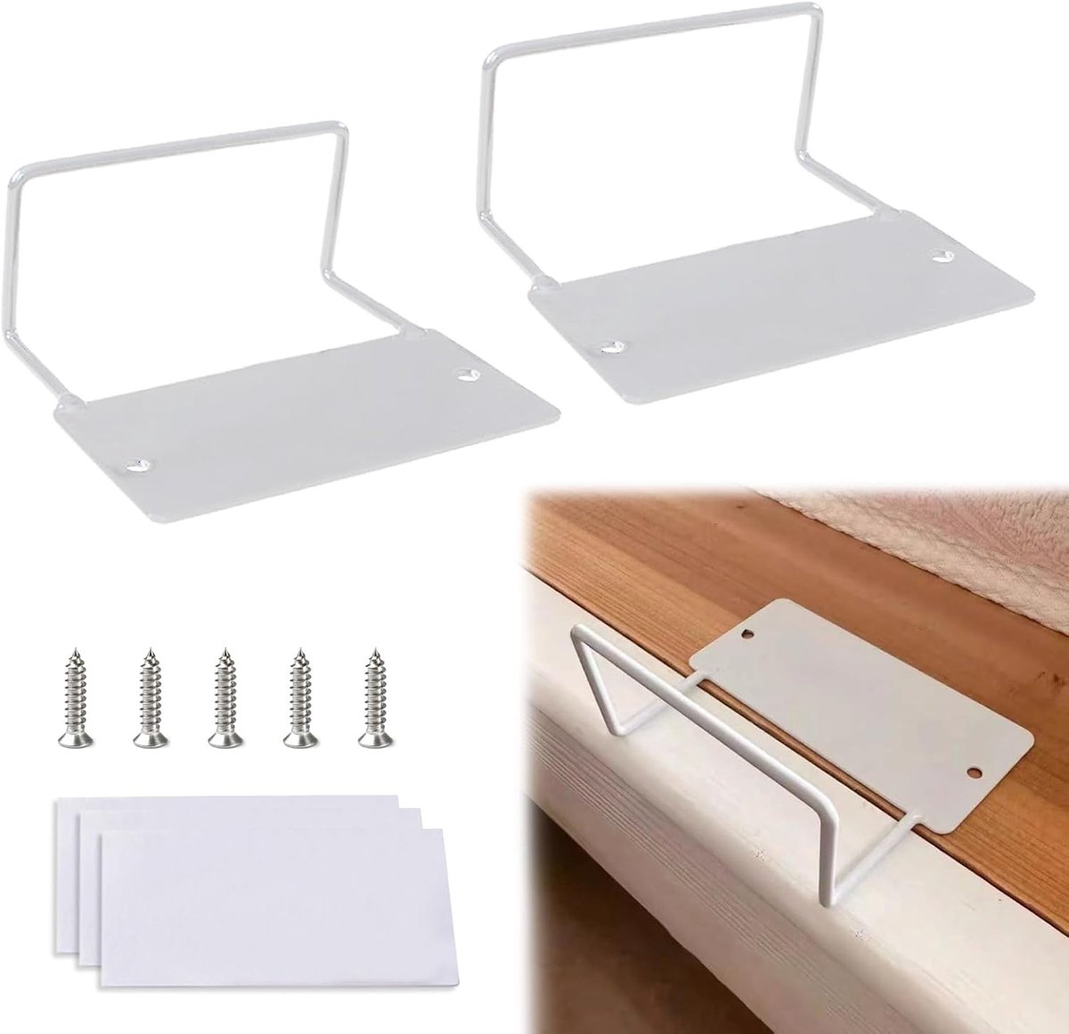 Metal Mattress Holder Anti-Slipping, Supplied with Screws and Adhesive Stickers, Bed Stopper for Side Mattress, Groove - ShopVlot