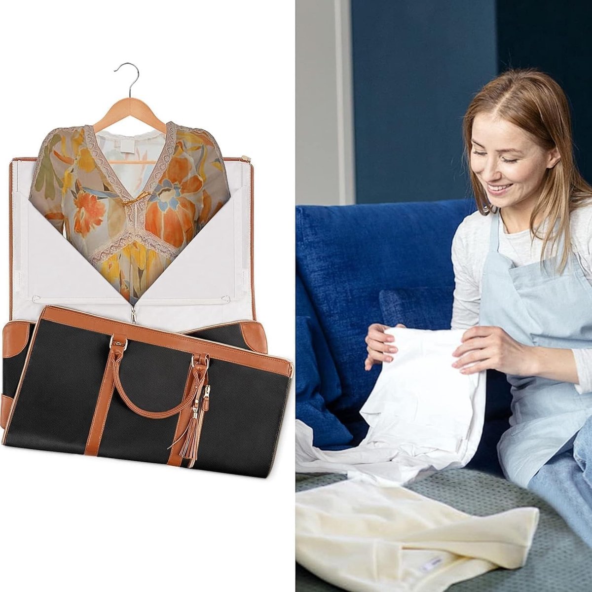 Reistas - Zwart - 37 x 20 x 5 cm - PU Opvouwbare Bagagetas met Grote Capaciteit - Voor Dames
