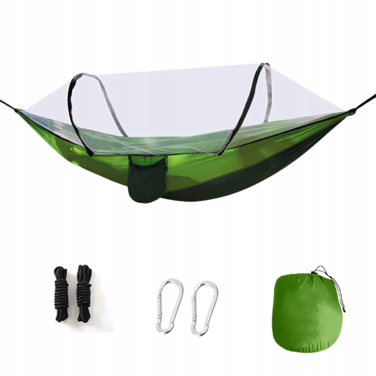 Groene Reishammock met Muggennet 260x140 cm