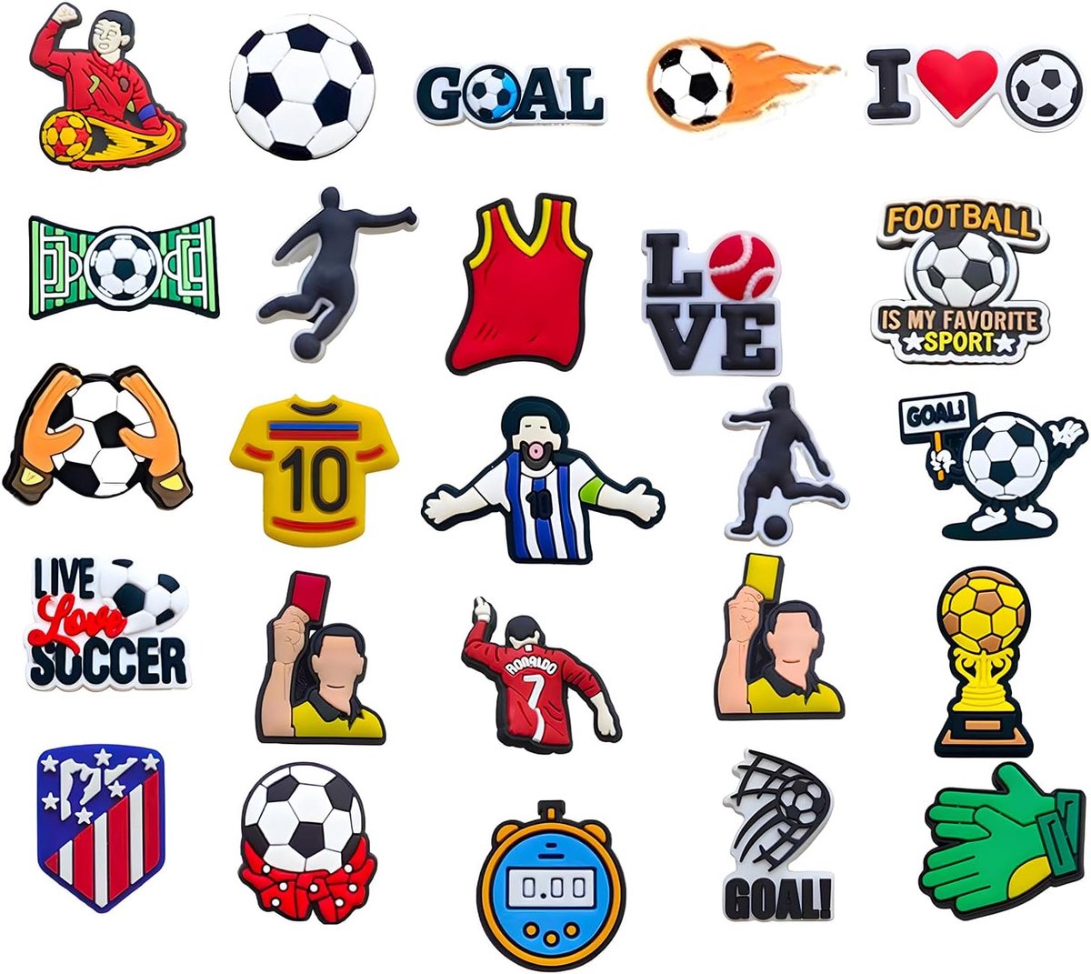 25pcs Football Crocodile Charms, Boys Football Jibbitz Crocodile Charms Kids Adult DIY Shoe Accessories Shoe - ShopVlot