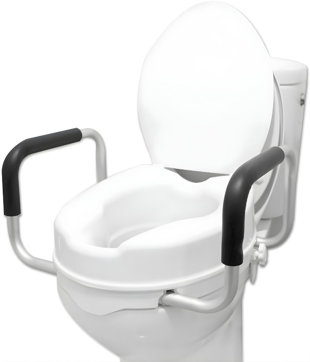 Lìon® Toiletverhoger - Toiletverkleiner - Toiletverhogers - Toiletverhoger met Armleuning - Toiletbeugel - Wit - 10cm x 40cm x 36cm