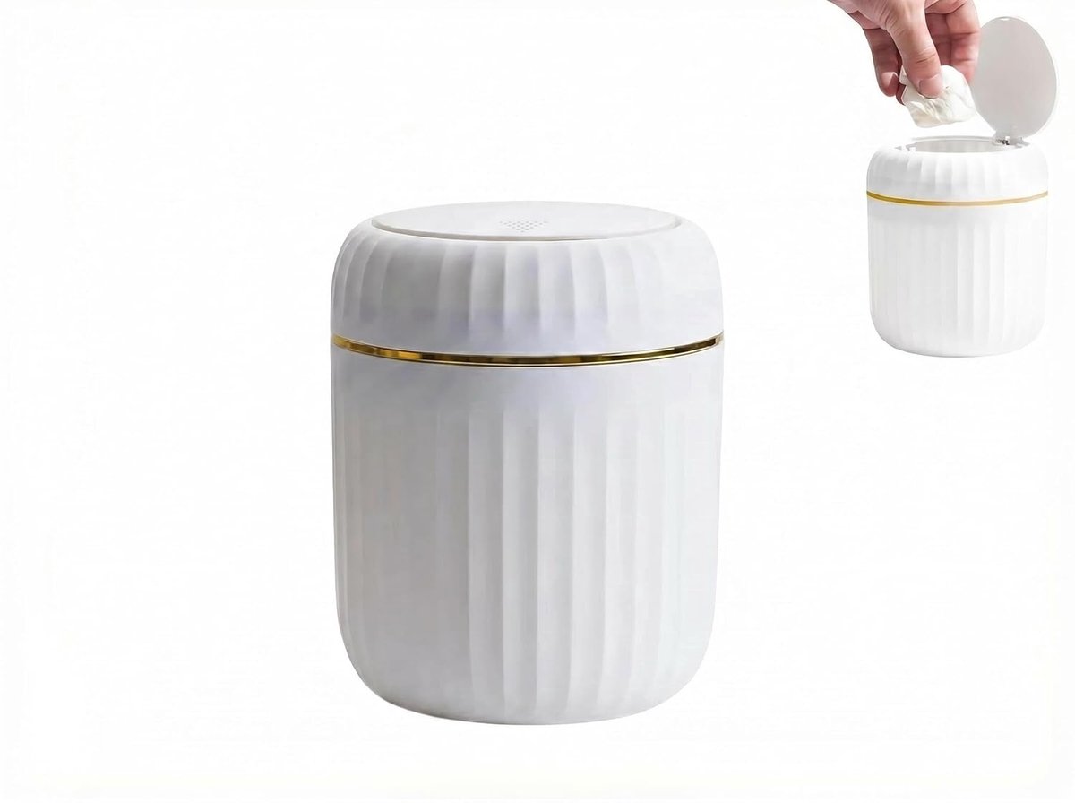 Bureauafvalbak met Drukdeksel, Kleine Badkamerprullenbak Van 2 Liter, Mini-Bureauafvalbak, Afneembare - ShopVlot