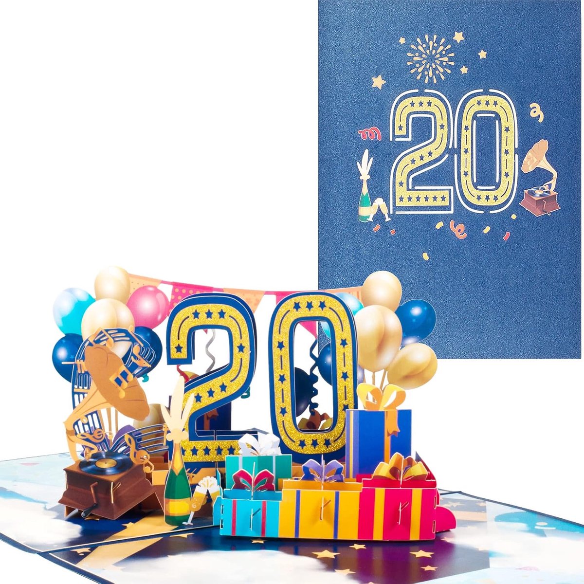 20th Birthday Pop-up Card, 3D Greeting Card for 20th Anniversary, Greeting Card for Birthdays, Weddings, Friendships - ShopVlot