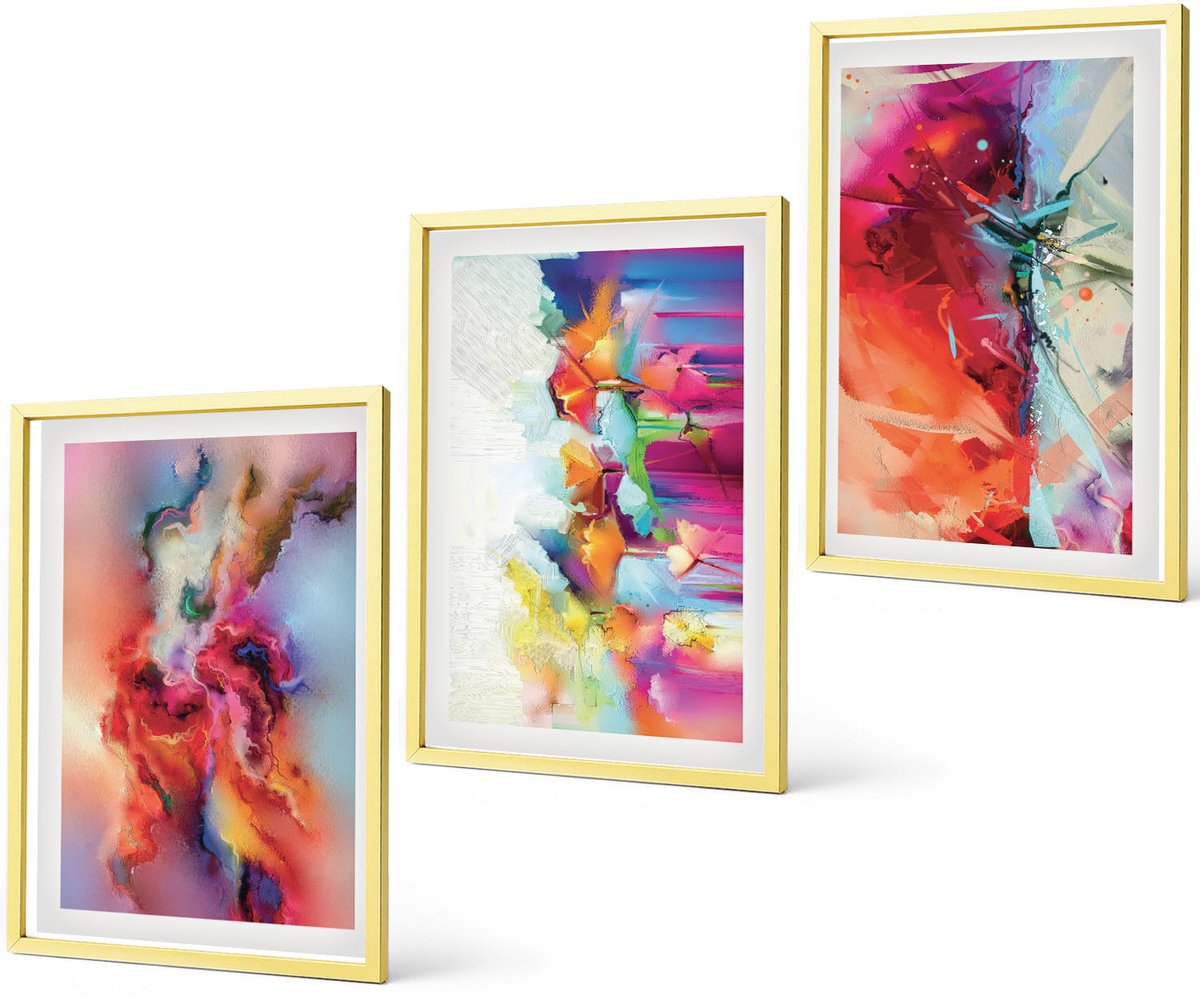 Coloray 3-Delige Schilderij Set - Landschappen Van New York City Met Een Inspirerend Citaat - 40 x 40 cm En 40 x 60 cm - Moderne Wanddecoratie - Woonkamer - Muurdecoratie