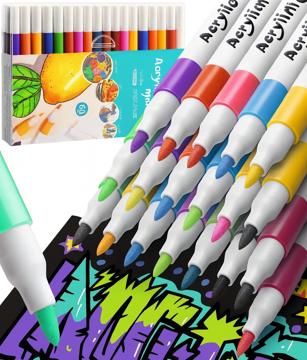 60x Acryl Markers - Waterdicht & Veelzijdig voor Steen, Kleding & Meer