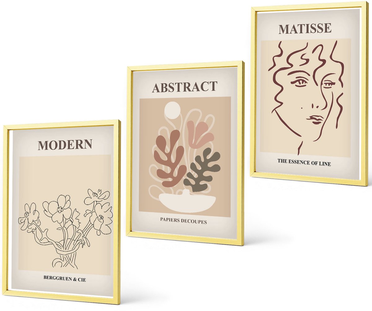 Coloray 3-Delige Schilderij Set - Citroenen, Bloemen En Sinaasappels In Italiaanse Stijl - 40 x 40 cm En 40 x 60 cm - Wanddecoratie - Moderne Interieurdecoratie - Decoratieve Schilderijen