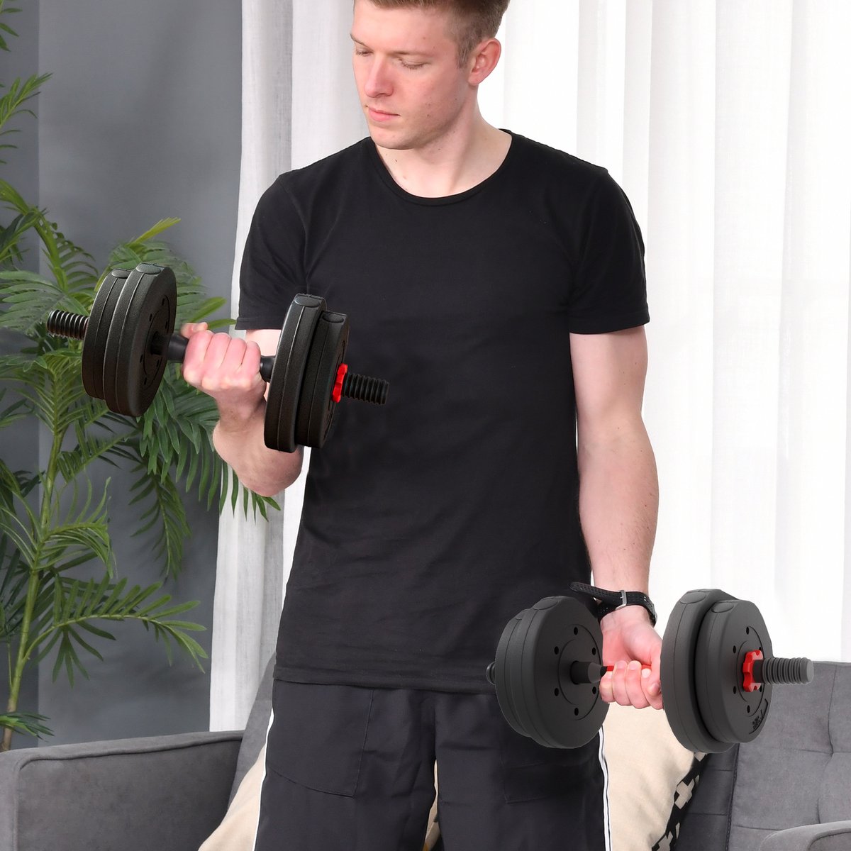 Verstelbare Dumbbells Set 15kg Halterstang voor Fitness Thuis en Sportschool thumbnail 3