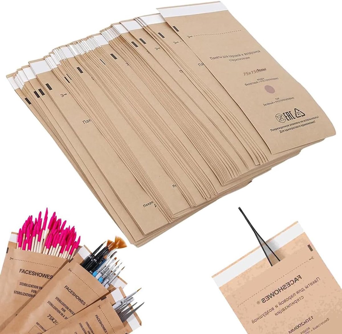WeddHuis 100 x Self-Sealing Bags for Cosmetics and Nail Tools (75 x 150 mm) - ShopVlot