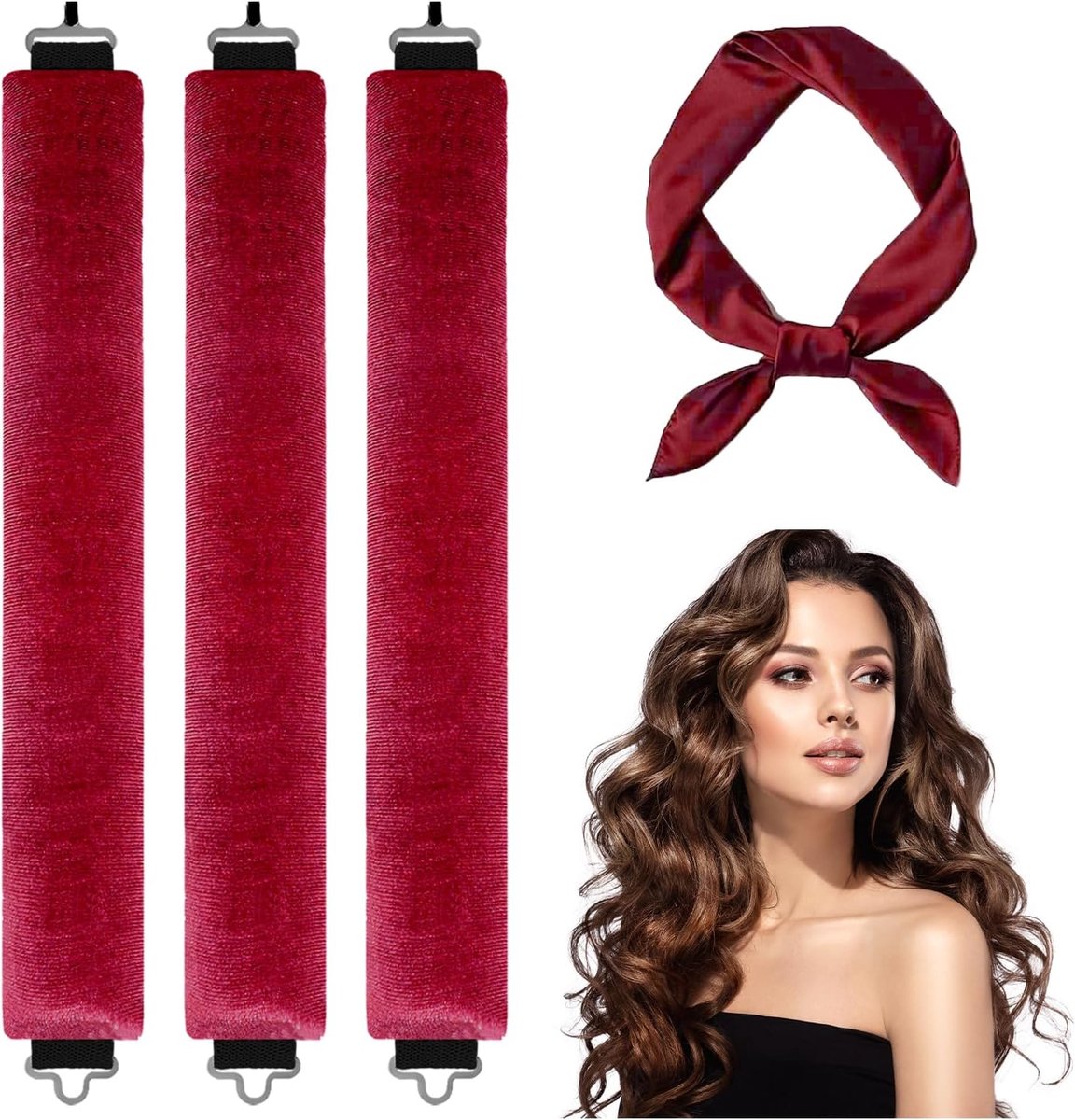 SnelShoppen - 3 Stuks Haar Krultangen en Nachtrollers Zonder Hitte - Haarband Zonder Hitte, Salon Golven Nacht Haardroger, Velvet Verstelbare Styling