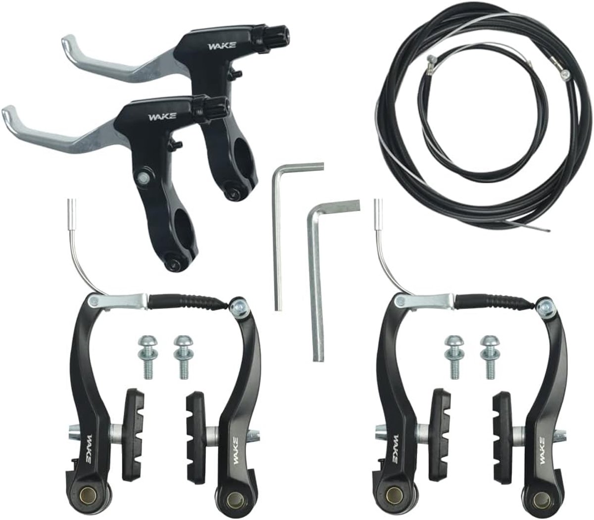 FOMTOR Bicycle Brake Set, Complete Universal Brake Set, V Brakes for Cycling Linear Bicycle Brake Set, Front Rear - ShopVlot