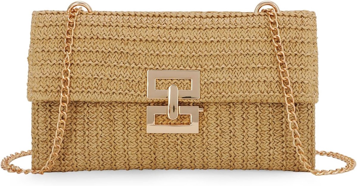 Straw Shoulder Bag Women's Summer Straw Shoulder Bag Beach Woven Wallet Wicker Wicker Wicker Envelope Party Handbag - ShopVlot