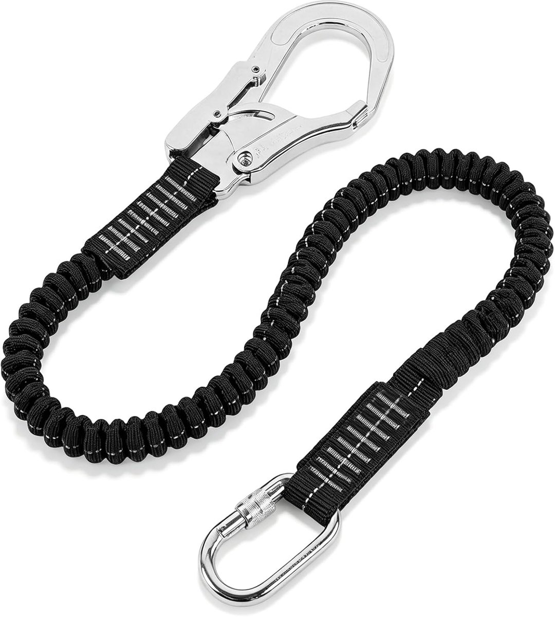Safety Lanyard with Snap Hook 25 KN Heavy Duty Webbing Safety Fall Protection Internal Shock Absorbing Elastic - ShopVlot