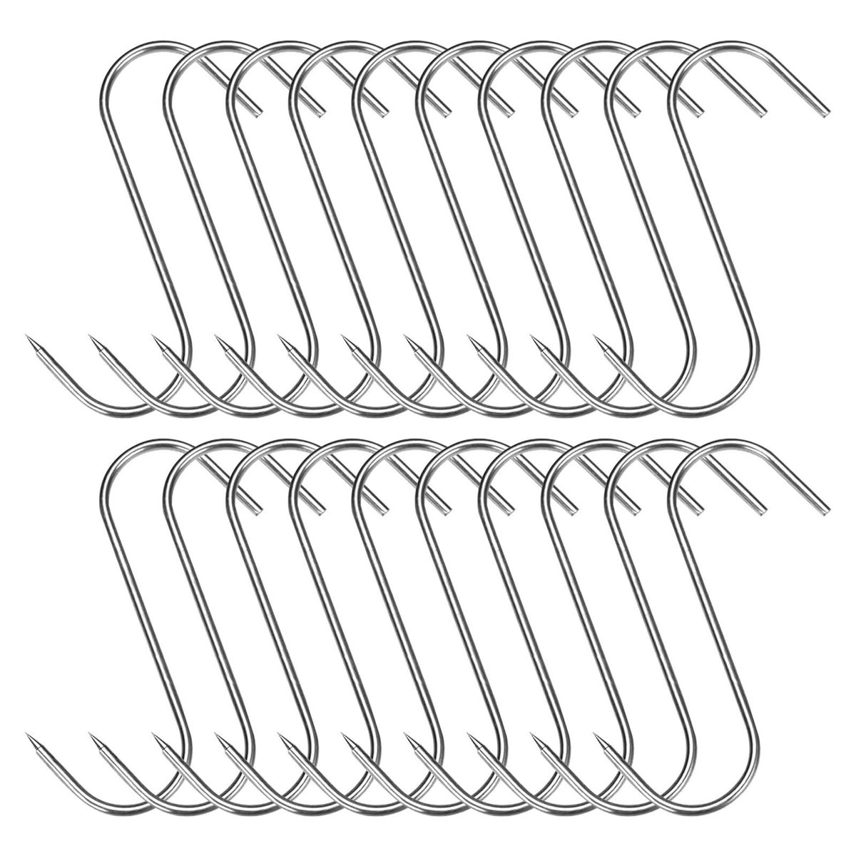 Haken van roestvrij staal, rookhaken, robuuste en duurzame slagerhaken, S-haken voor badkamer, slaapkamer, kantoor, keuken, winkel, vleesverwerking, BBQ bakken vlees (12,5 cm)