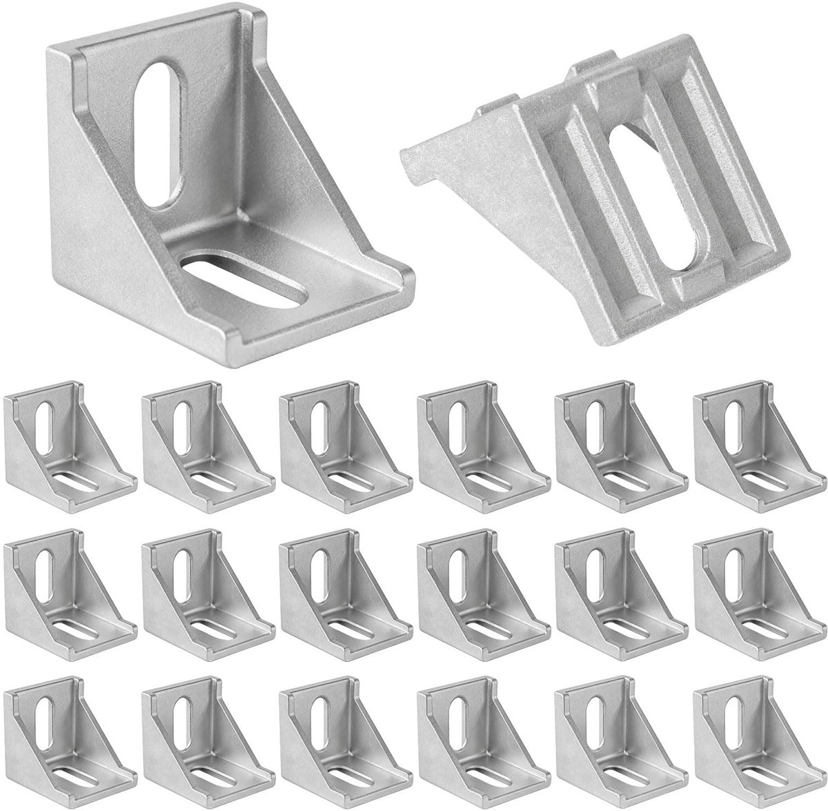 24 stuks bevestigingsmateriaal, hoekbevestiging, aluminium profielhoek, aluminium profiel, hoek 40 x 40 mm, 90 graden aluminium hoek, roestvrij staal, hoekverbinding, voor steunprofiel, planken