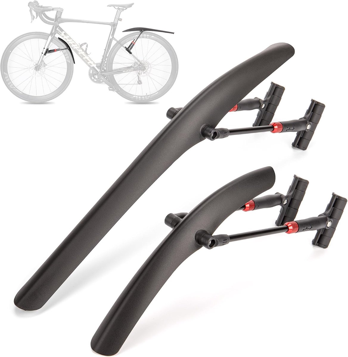 Spatbordenset, universeel, snelle demontage, spatbescherming van hoogwaardig kunststof, voor 24-29 inch fietsbescherming tegen spatwater