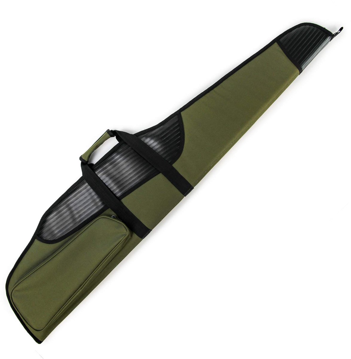 Karabijnhaak, gevoerd, met verstelbare schouderriem, voor geweer, groen, 130 cm
