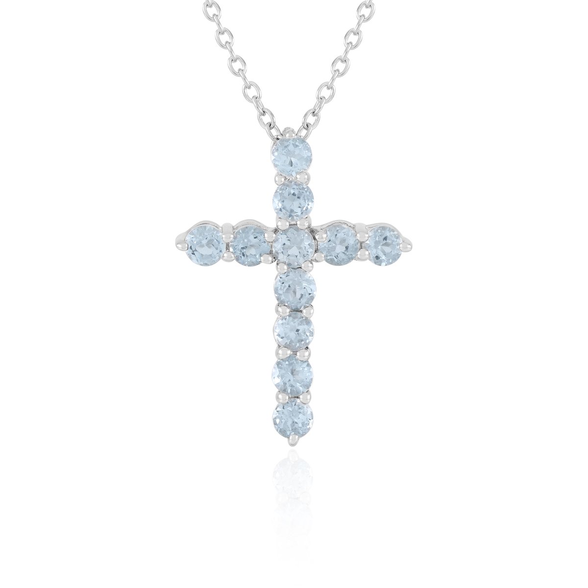 Cavill - Zilveren Ketting 925 Sterling Zilver - 1,515 Ct Hemelsblauwe Topaas - 11 Ronde Edelstenen - Elegante Sieraad
