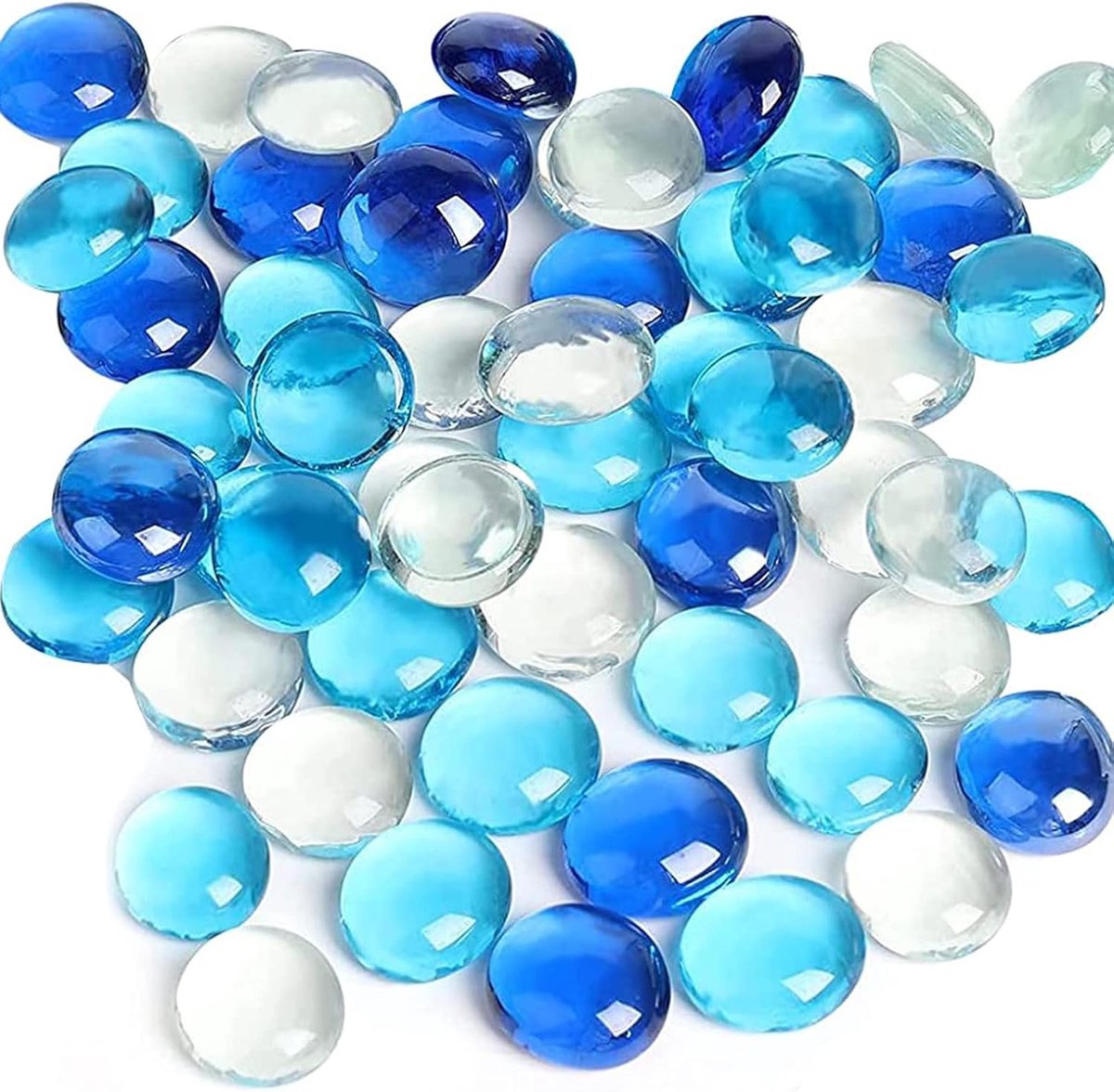 SnelShoppen - Glass Nuggets Set, 100 Stuks Heldere Blauwe Decoratieve Glazen Steentjes, Vaasvulling, Mozaïek, Creatief, Aquariums, Tuin, Feest