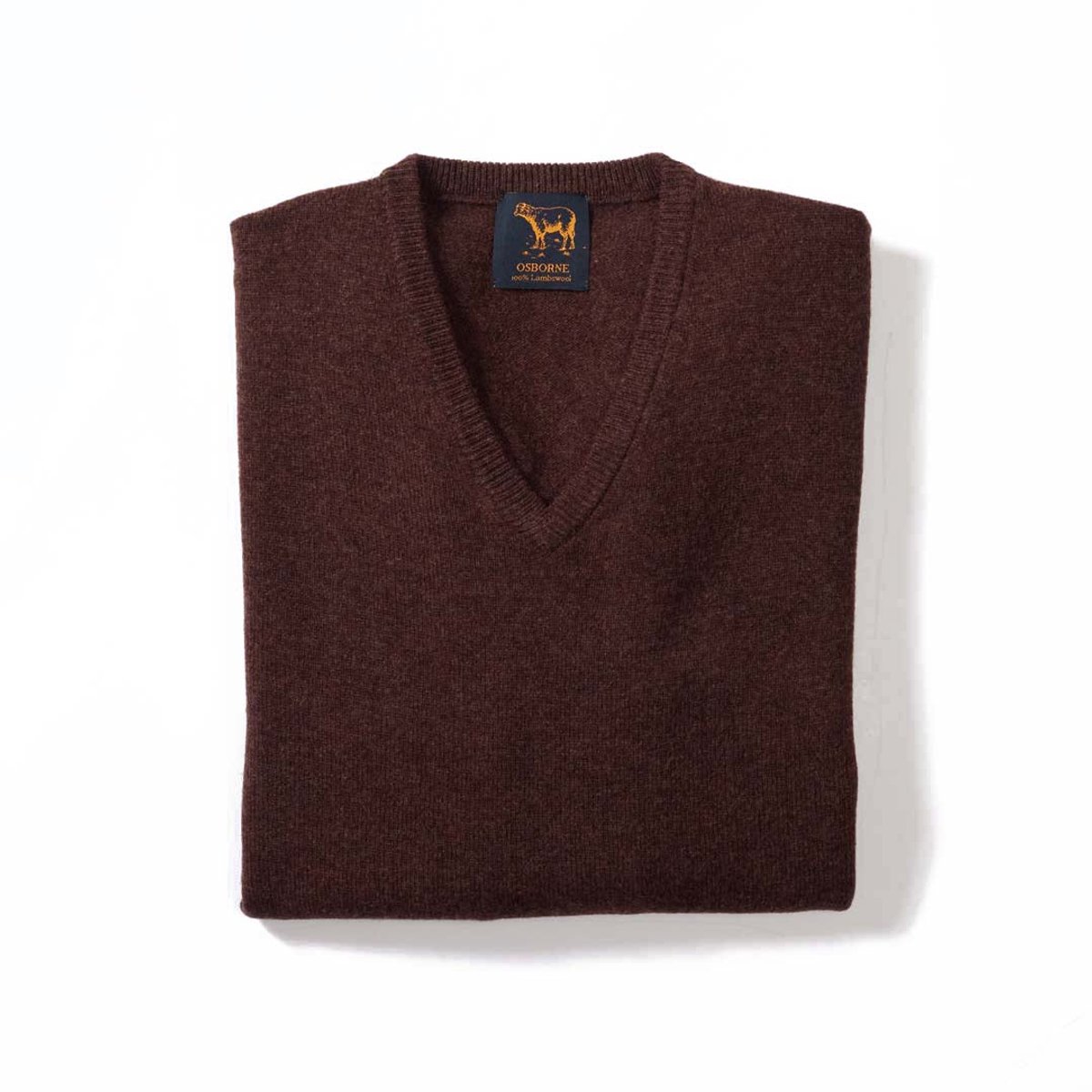 Osborne Knitwear Trui met V hals - Sweater heren in Lamswol - Pullover Heren - Hickory - 2XL