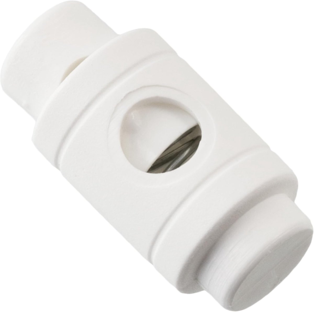 - Lot van 12 cilindrische veerlusblokkers met 1 gat - stop knoop stop cordon - opening 5 mm - van kunststof - kleur wit