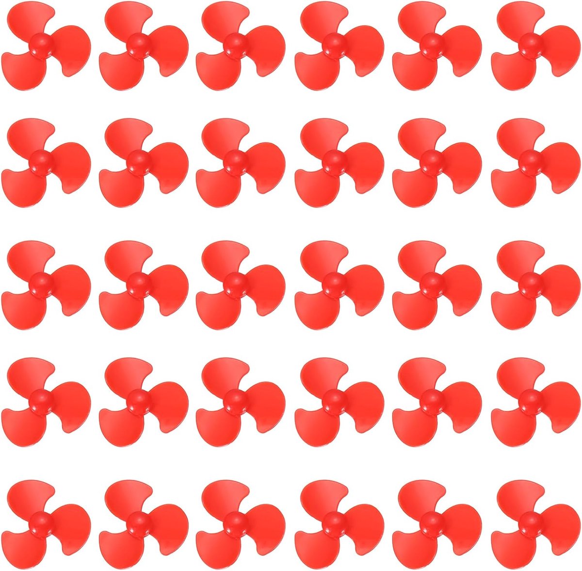 Motoraspropeller gelijkstroom, 2 mm, ventilatorvorm, 30 mm, 3 ronde kunststof vleugels, voor vliegtuigen, modelbouw, wetenschappers, motorboot, RC Micro (rood, 30 stuks)