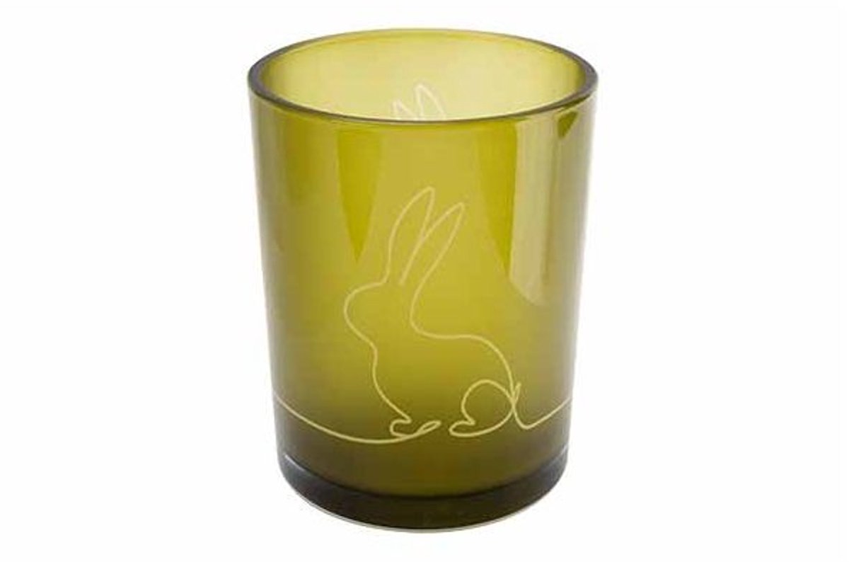 Theelichthouder Rabbit Groen D10xh12,5cm