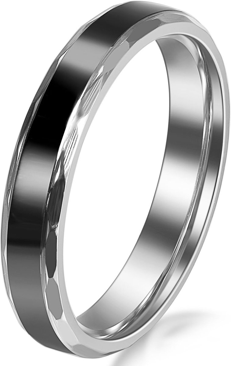 Sieraad roestvrij staal damesring zwart retro liefde trouwringen dames ring voor verlovingsbelofte eeuwigheid 4 mm breedte maat 47 tot 65
