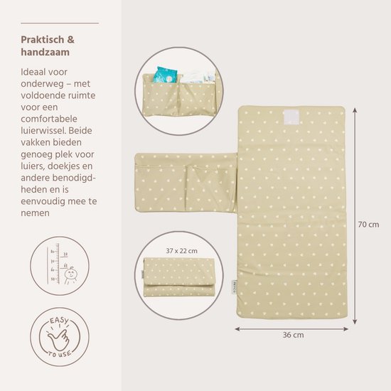 Meyco Baby Sweet Heart Verschoonmat - Sand/Soft Sand van Merkloos — afbeelding 3