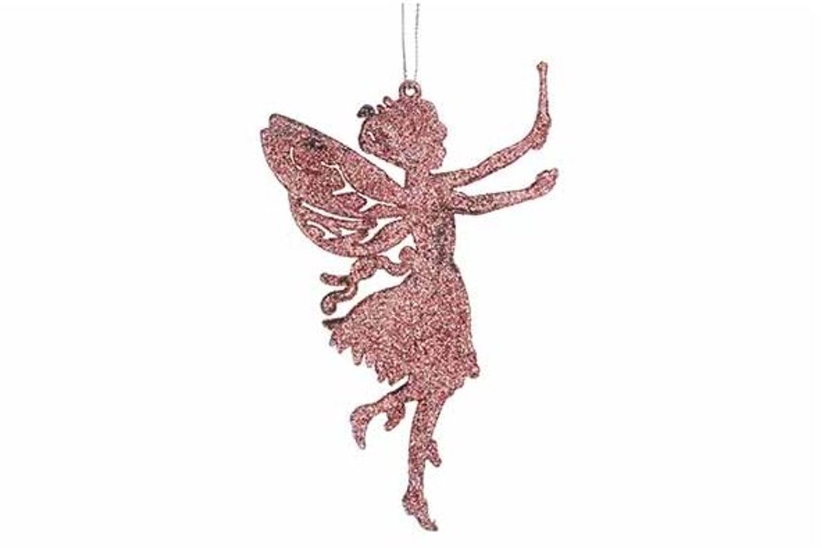 Hanger Elf Glitter Roze 9xh14cm Kunststo F
