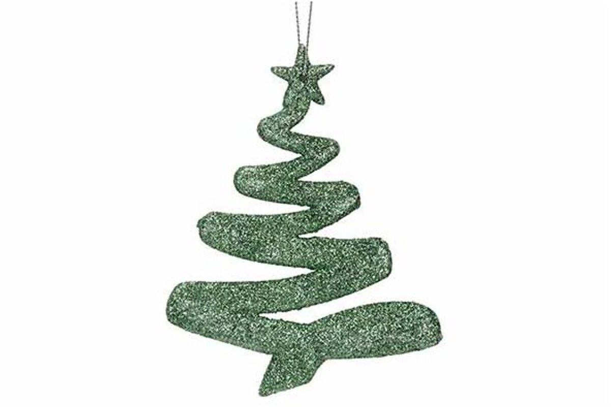 Hanger - kerstboom - glitter groen - 9,5H12cm