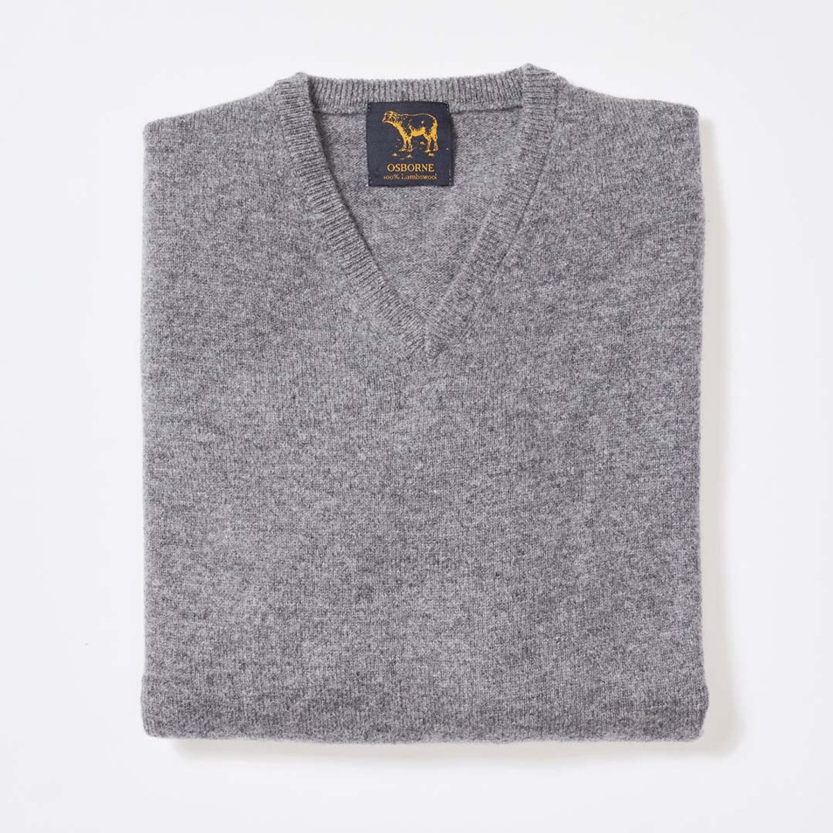 Osborne Knitwear Trui met V hals - Sweater heren in Lamswol - Pullover Heren - Grey Mix - L