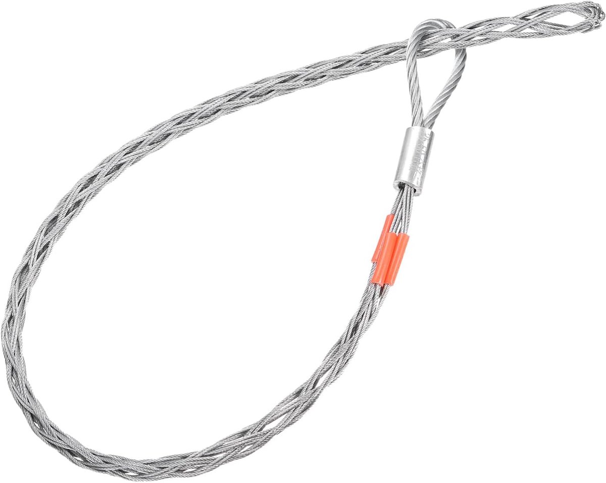 Sokken voor het trekken van kabels, stopcontact van gevlochten metaal, 1 meter voor kabel van 9-16 mm, stekker van verzinkt staal met één kop, antislip, rood
