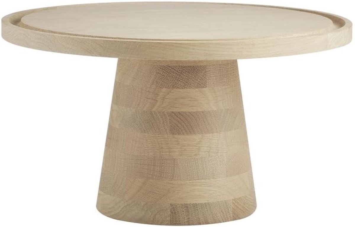 14096 Serveerschaal en taartplateau VALO - geolied eikenhout, Ø 32 cm, H: 17 cm, voetstuk