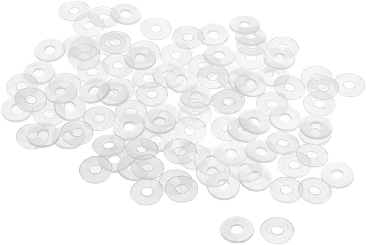Platte sluitring nylon M3,5 afdichting 11 mm AD 3,5 mm ID 1 mm dikte helder voor kraan buis waterslang isolatie schroeven