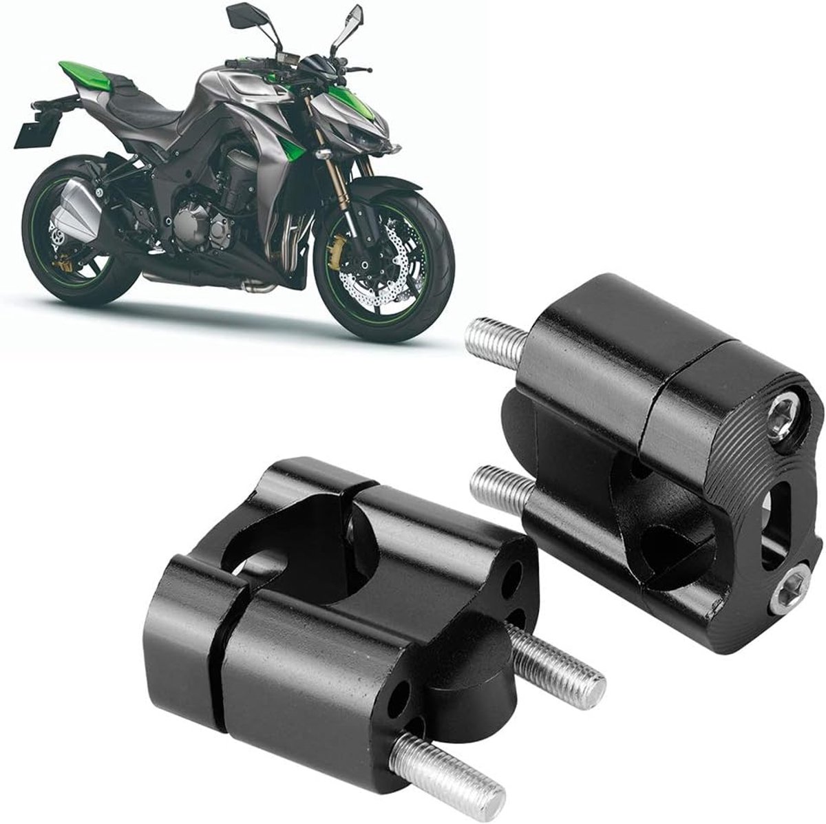 Paar 22mm/28mm 1/8in 7/8in Motorfiets Stuur Mount Klemmen Riser Adapter Stuur Riser 28mm Klem Motorfiets CNC Aluminium(zwart)